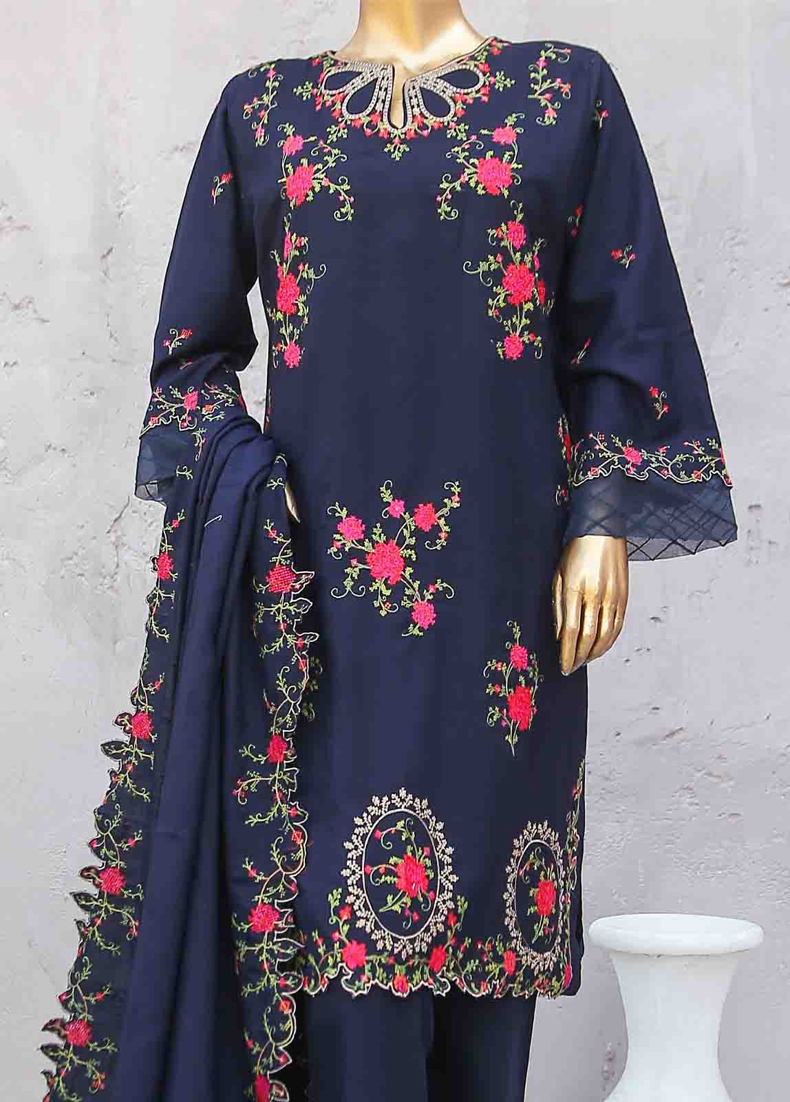 Bin Saeed Fabric - SMB-054-3 Piece Linen Embroidered collection