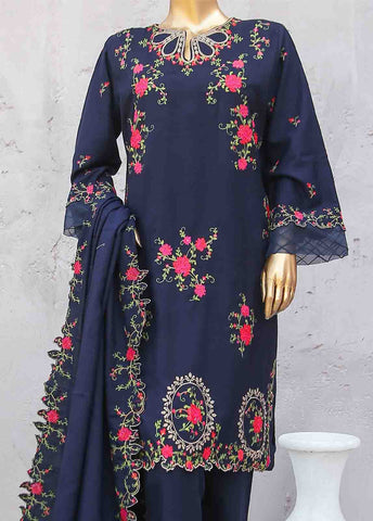 Bin Saeed Fabric - SMB-054-3 Piece Linen Embroidered collection
