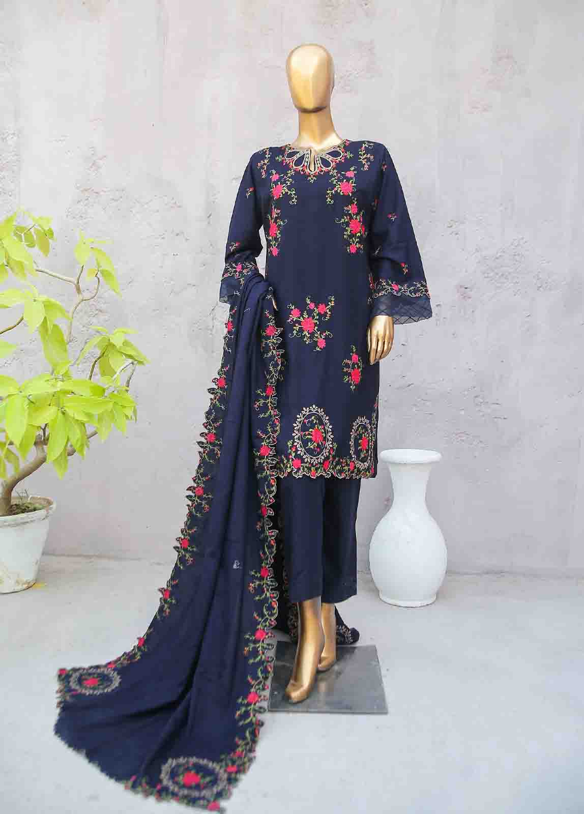 Bin Saeed Fabric - SMB-054-3 Piece Linen Embroidered collection