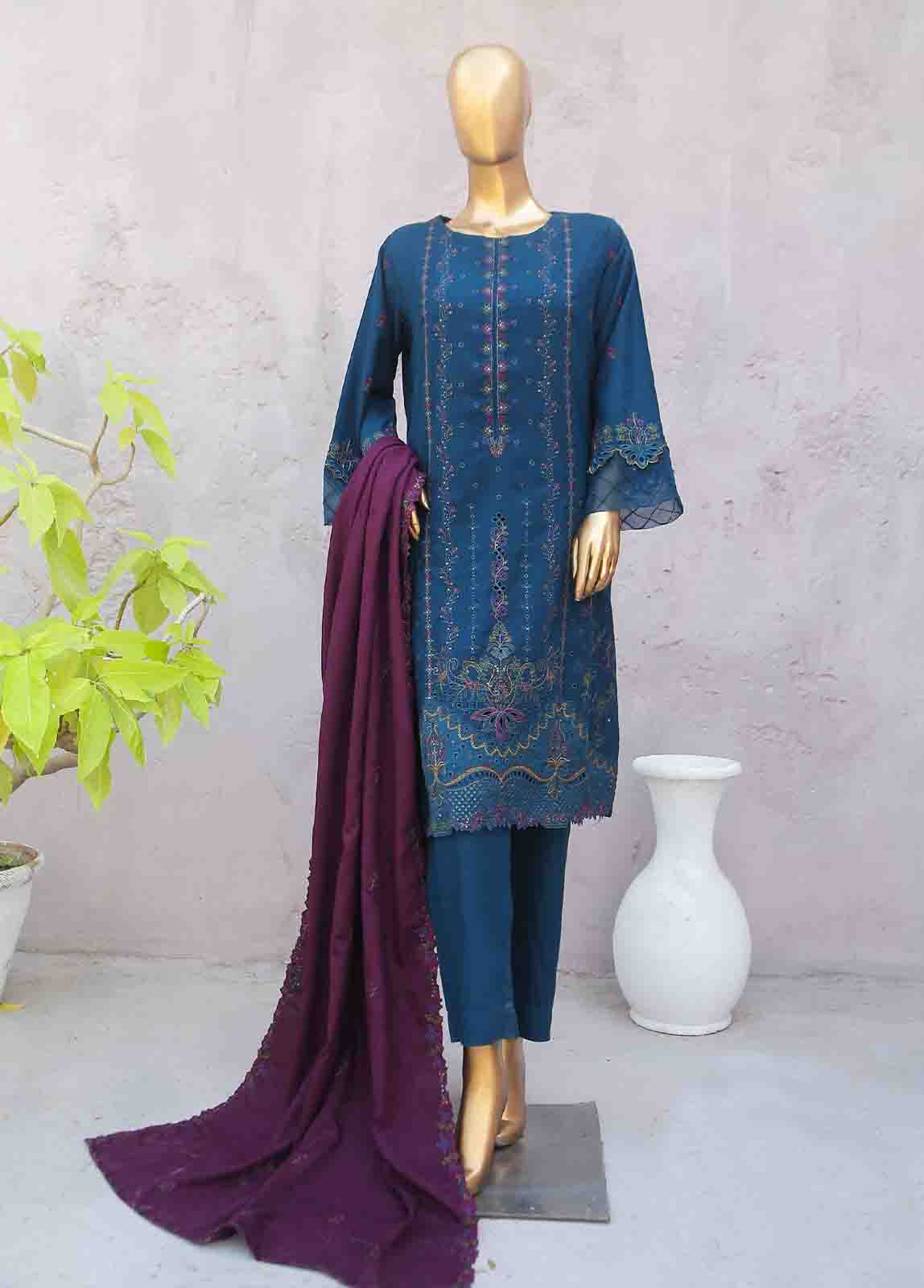 Bin Saeed Fabric - SMB-055-3 Piece Linen Embroidered collection
