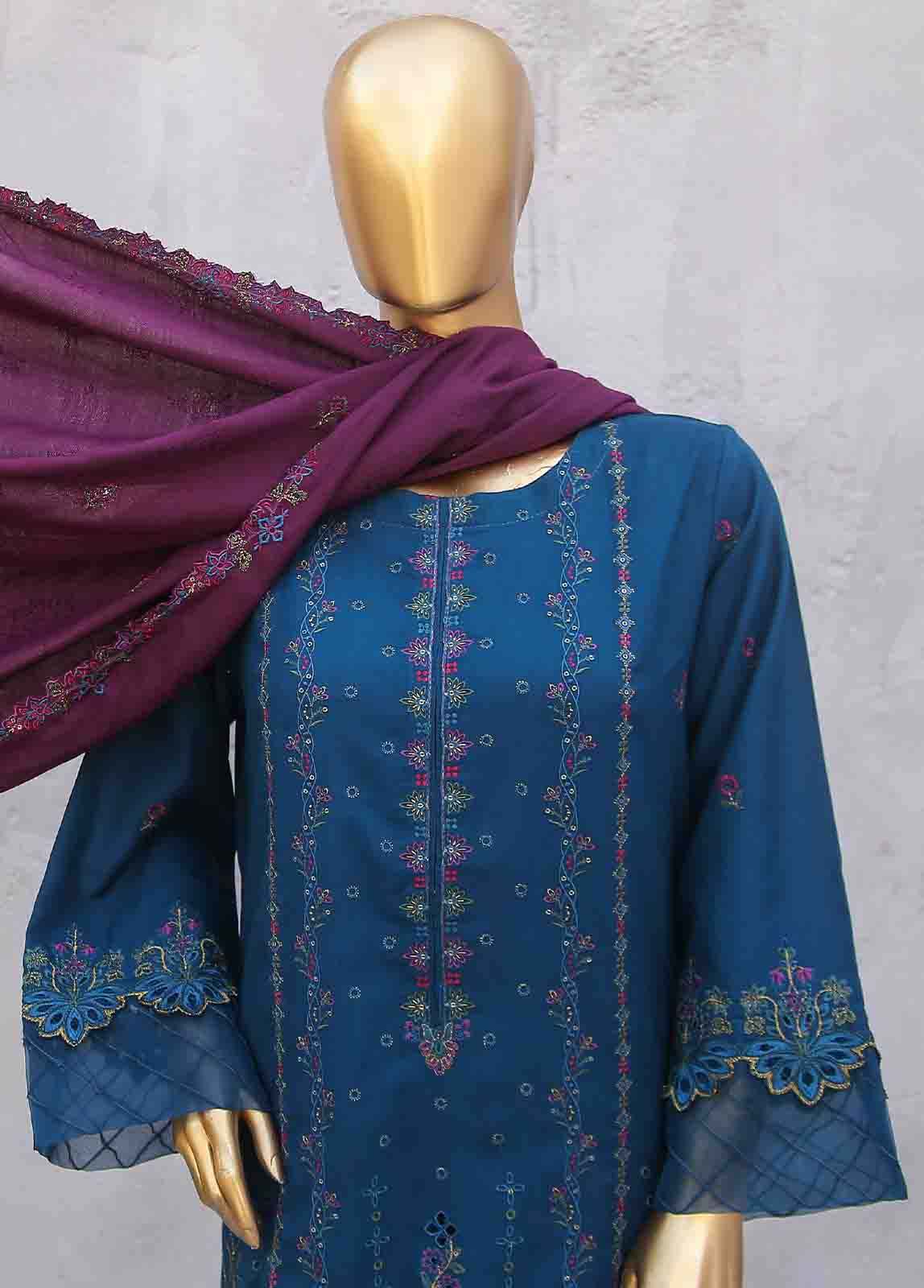 Bin Saeed Fabric - SMB-055-3 Piece Linen Embroidered collection