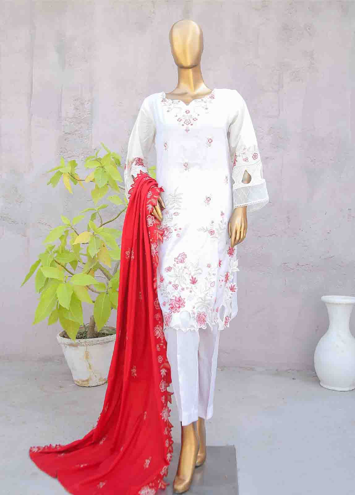 Bin Saeed Fabric - SMB-057-A-3 Piece Linen Embroidered collection