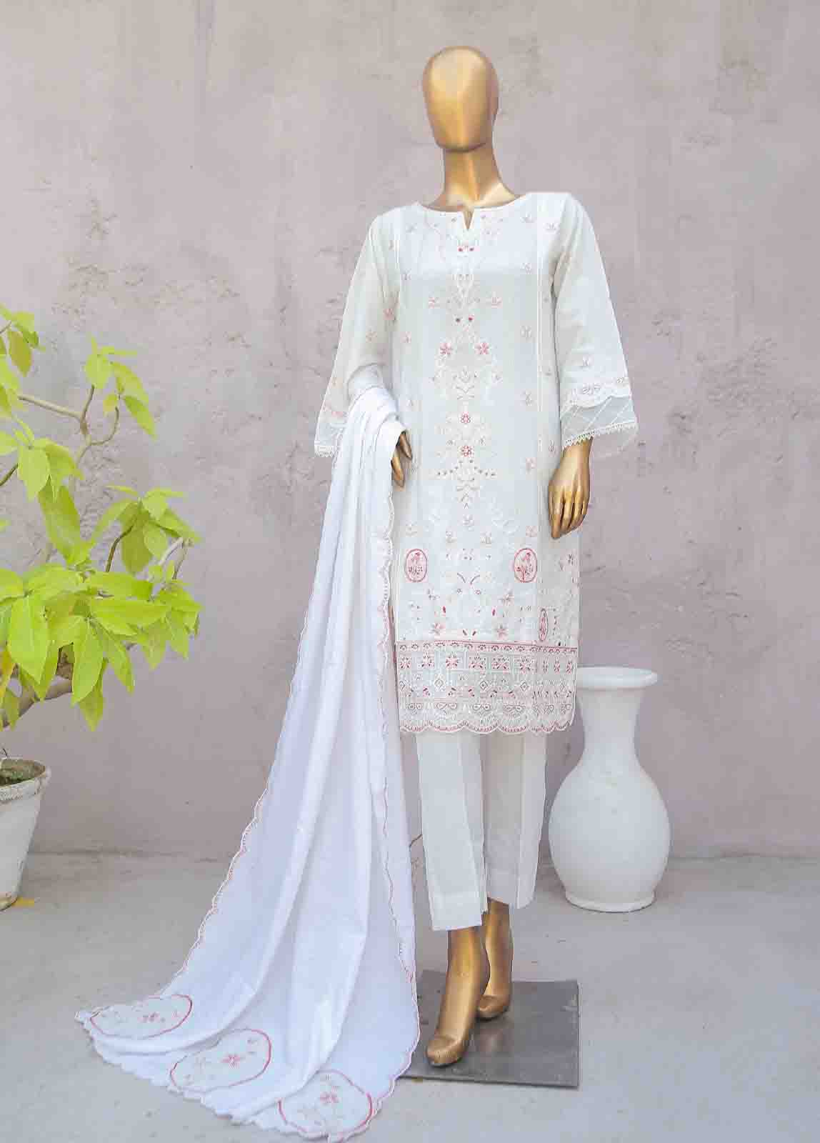 Bin Saeed Fabric - SMB-057-B-3 Piece Linen Embroidered collection