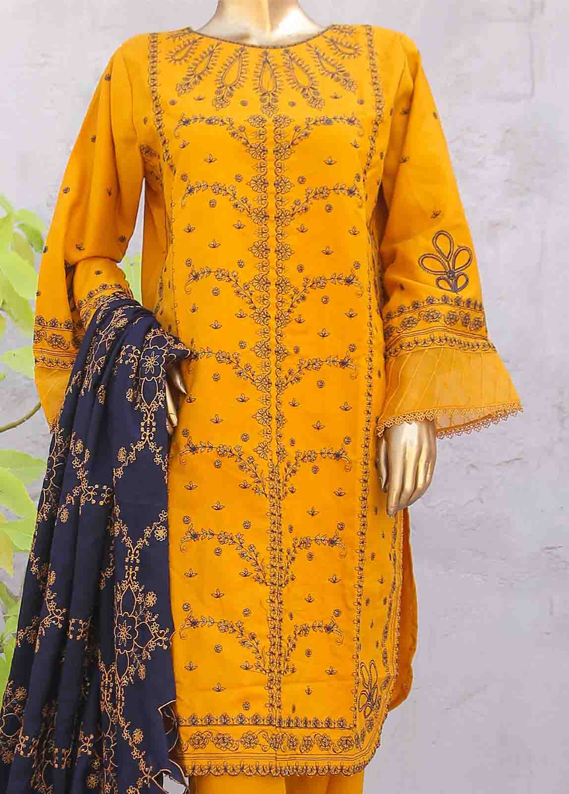 Bin Saeed Fabric - SMB-058-3 Piece Linen Embroidered collection
