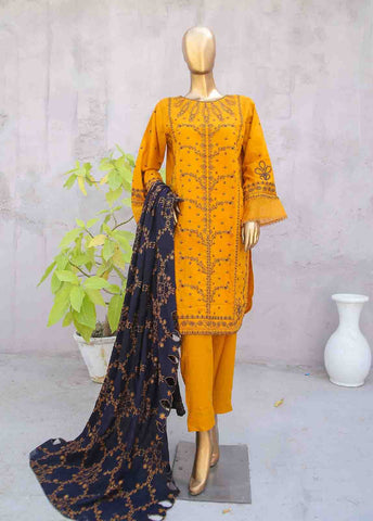 Bin Saeed Fabric - SMB-058-3 Piece Linen Embroidered collection