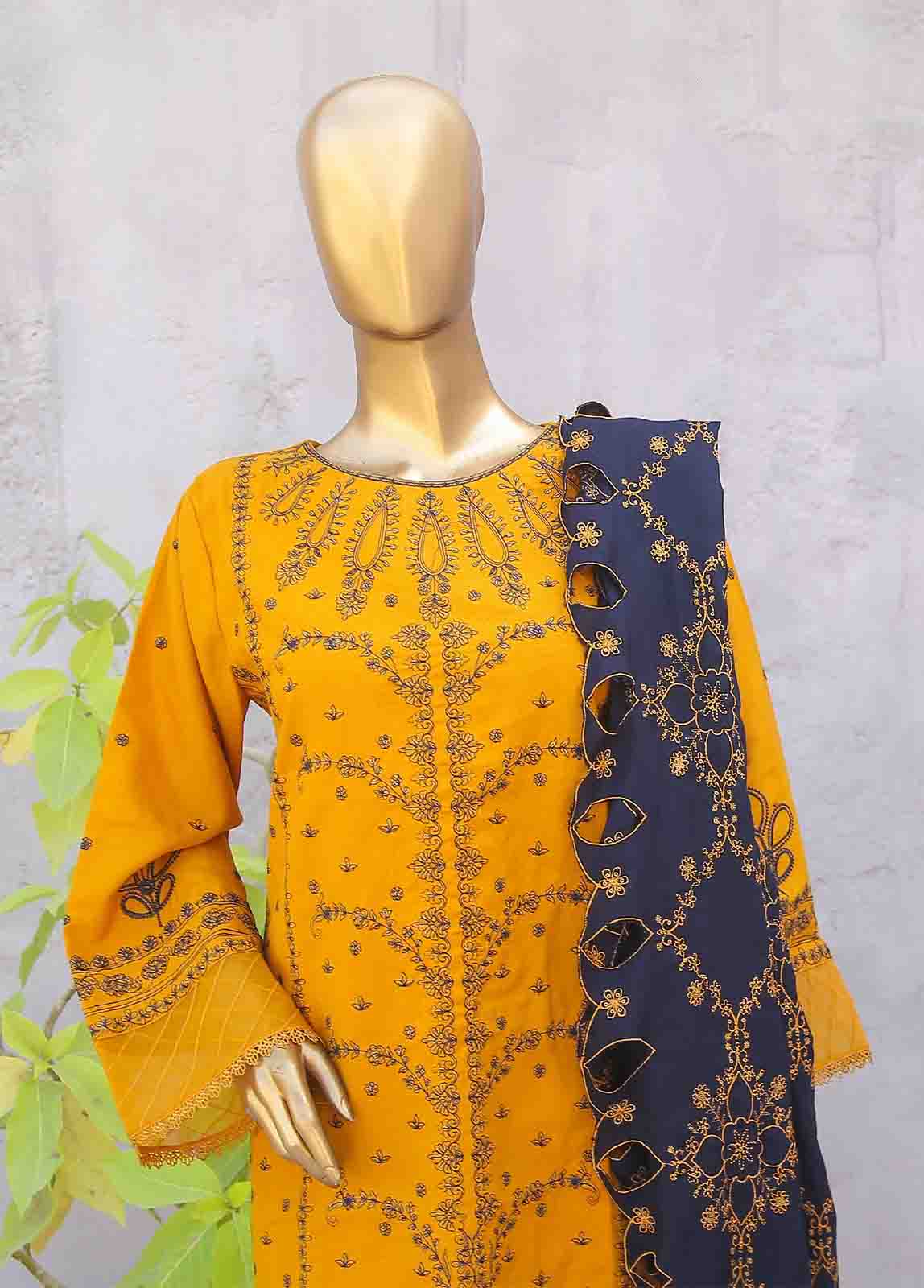 Bin Saeed Fabric - SMB-058-3 Piece Linen Embroidered collection