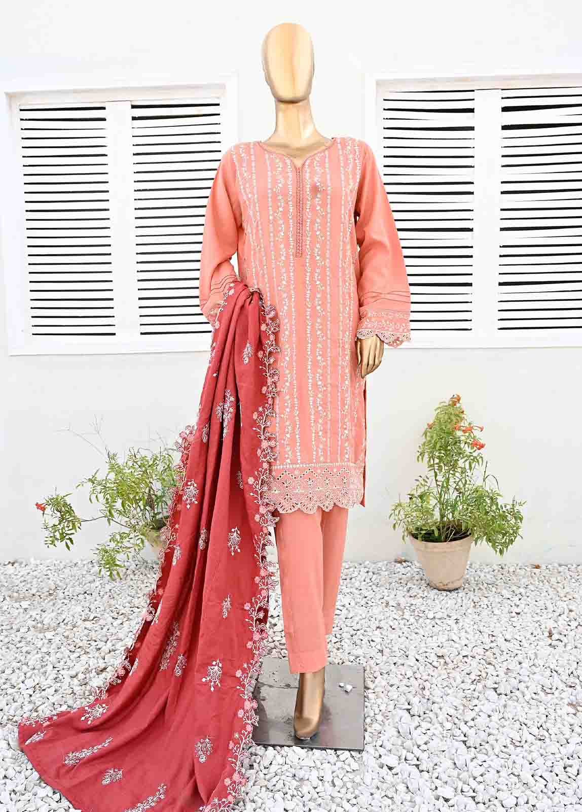 Bin Saeed Fabric - SMB-059-3 Piece Linen Embroidered collection