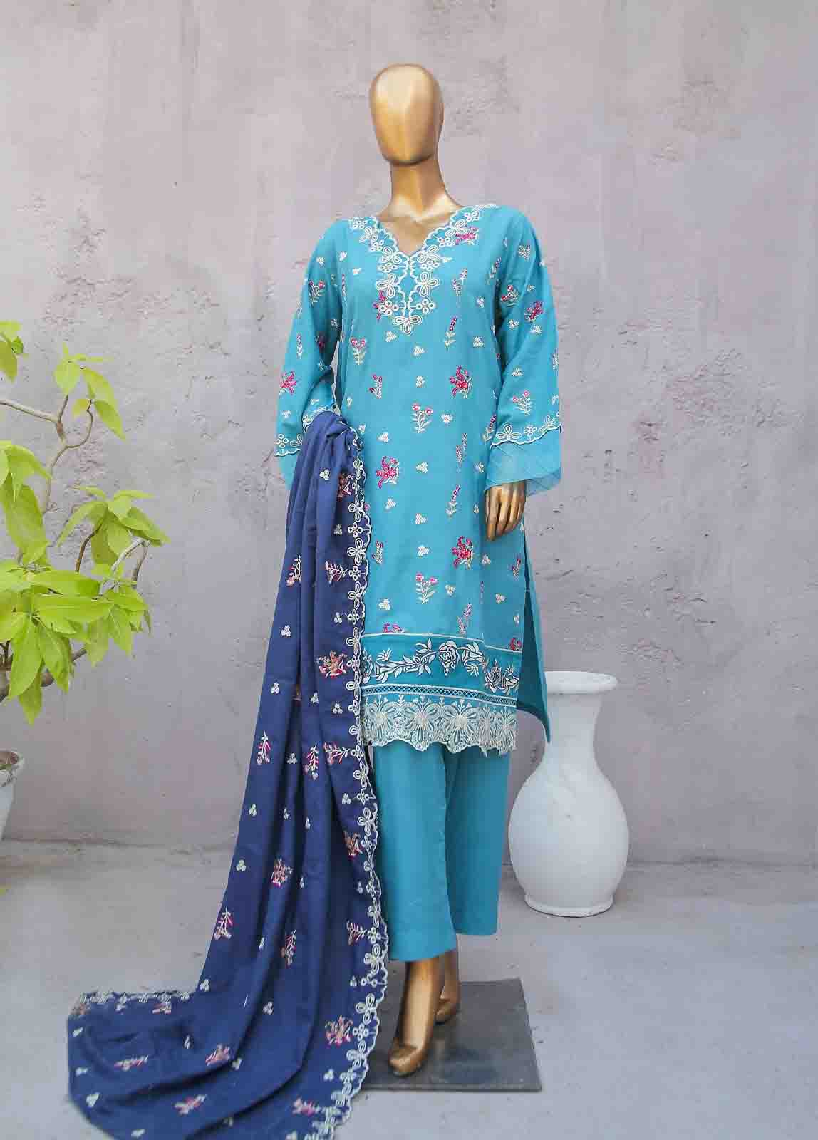 Bin Saeed Fabric - SMB-060-3 Piece Linen Embroidered collection