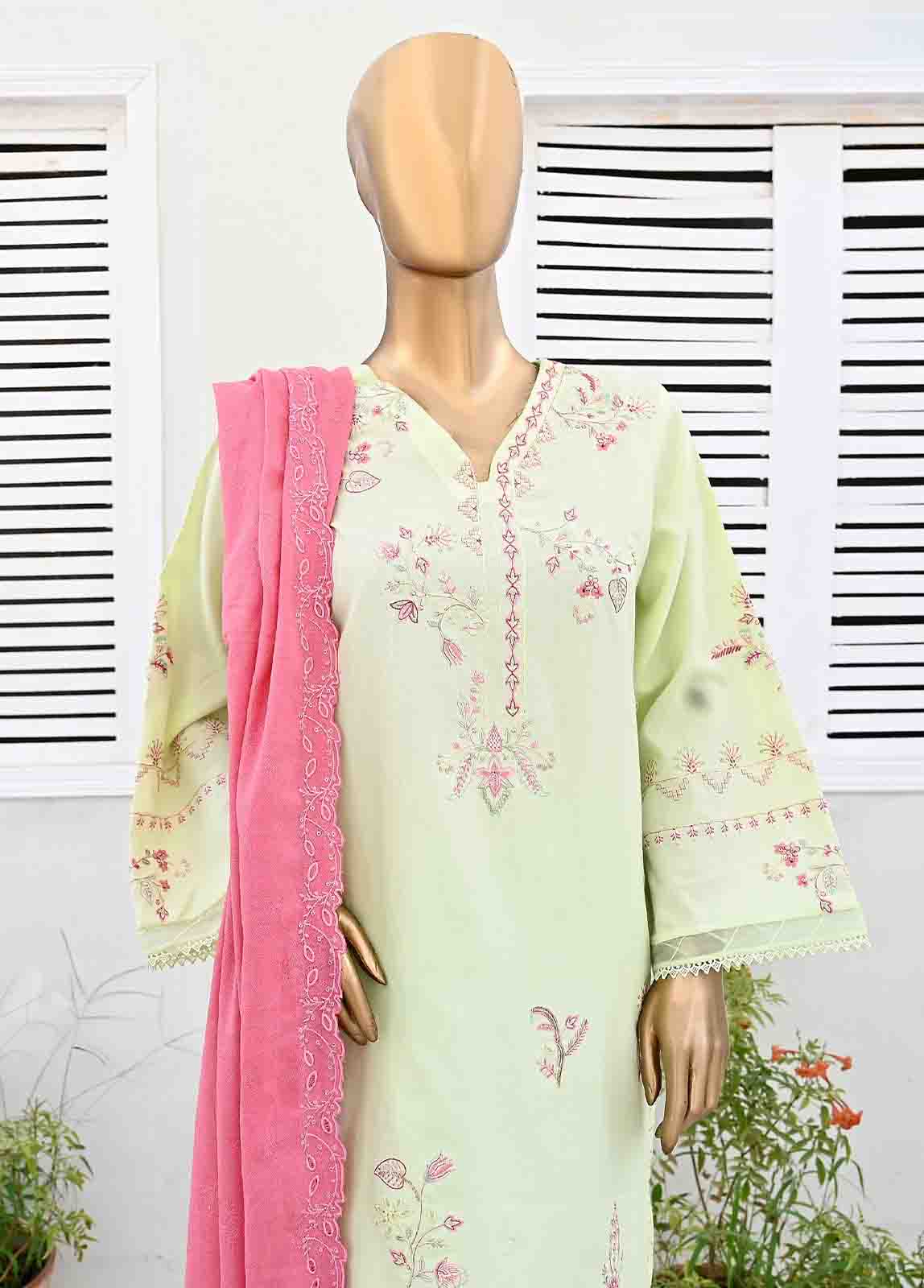 Bin Saeed Fabric - SMB-065-3 Piece Linen Embroidered collection