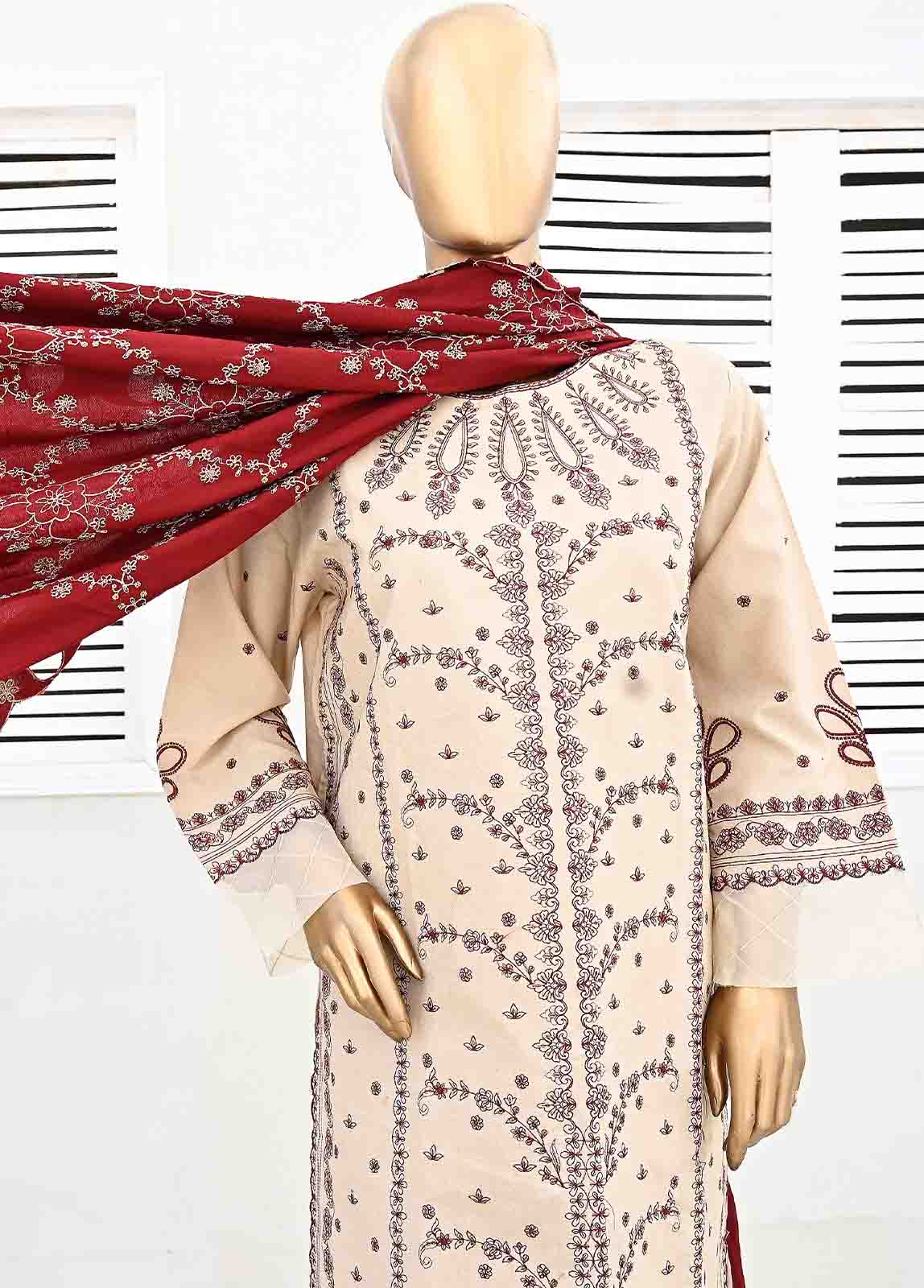 SMB-066-3 Piece Linen Embroidered collection