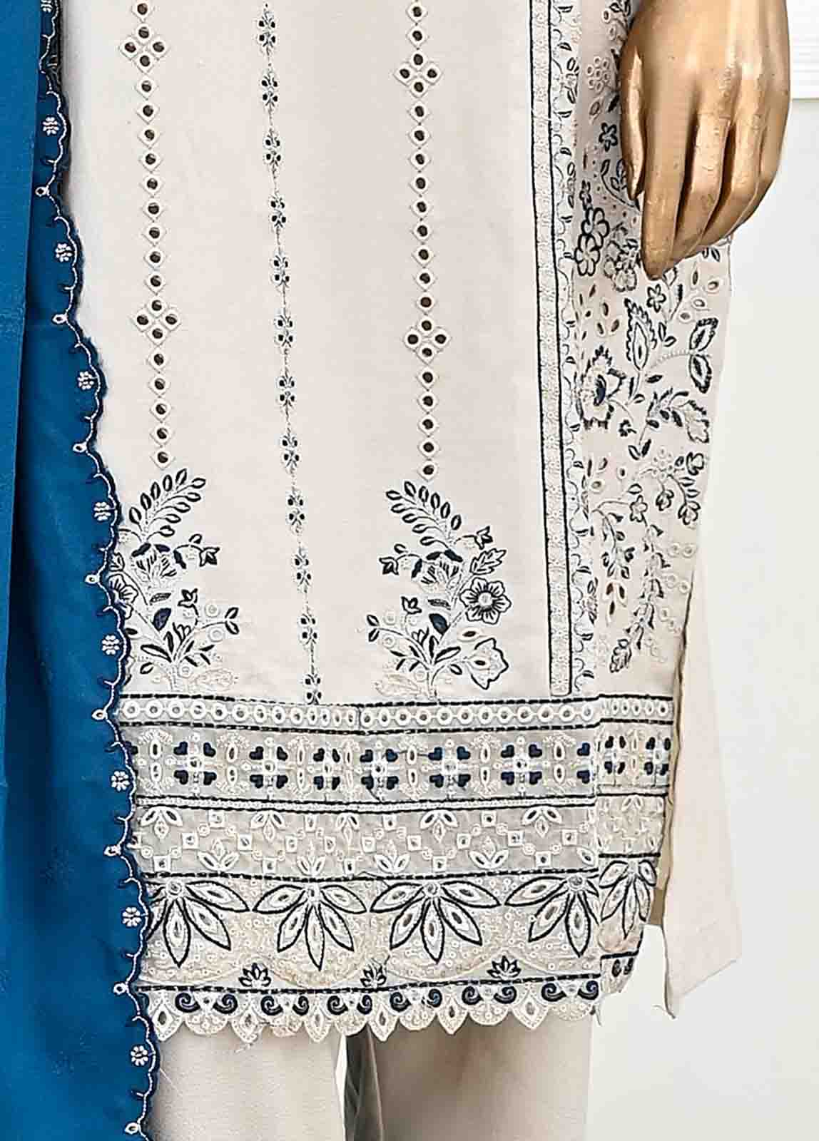 Bin Saeed Fabric - SMB-067-3 Piece Linen Embroidered collection