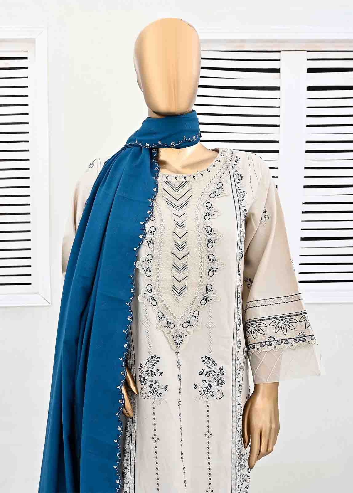 Bin Saeed Fabric - SMB-067-3 Piece Linen Embroidered collection