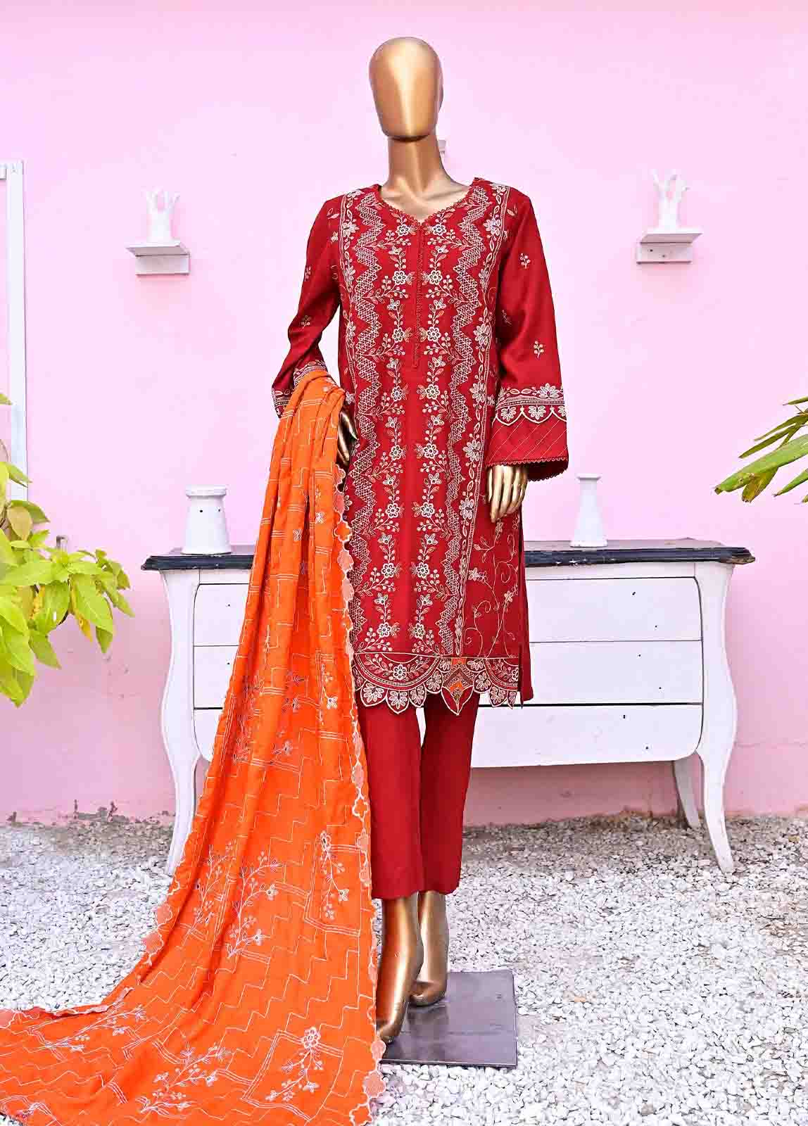 SMB-072-3 Piece Linen Embroidered collection