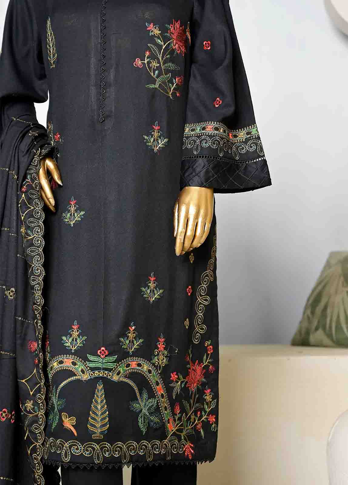 Bin Saeed Fabric - SMB-077-3 Piece Linen Embroidered collection