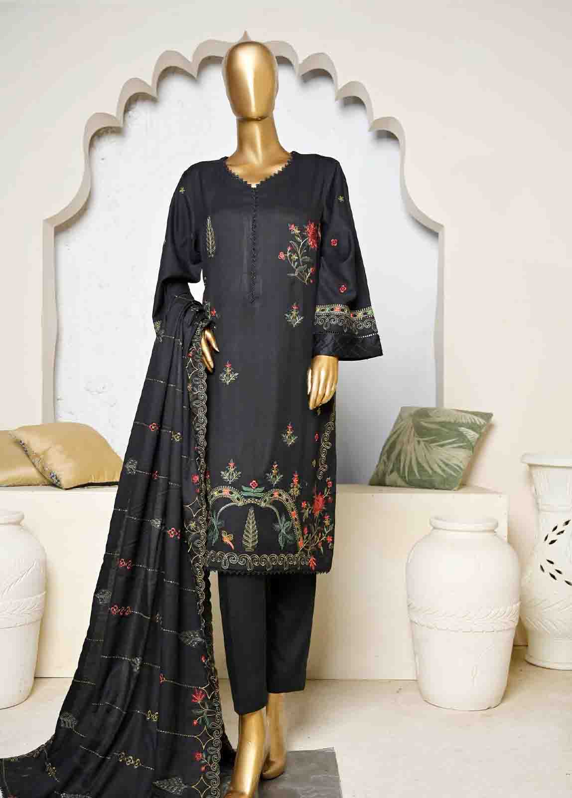 Bin Saeed Fabric - SMB-077-3 Piece Linen Embroidered collection