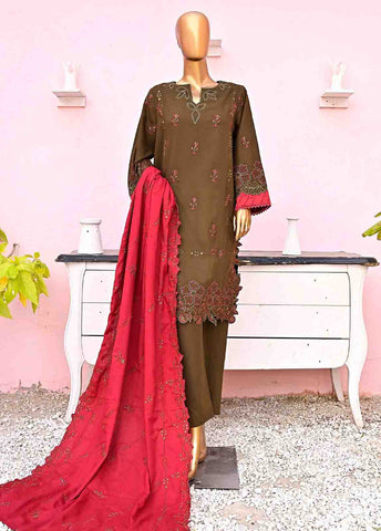Bin Saeed Fabric - SMB-079-3 Piece Linen Embroidered collection