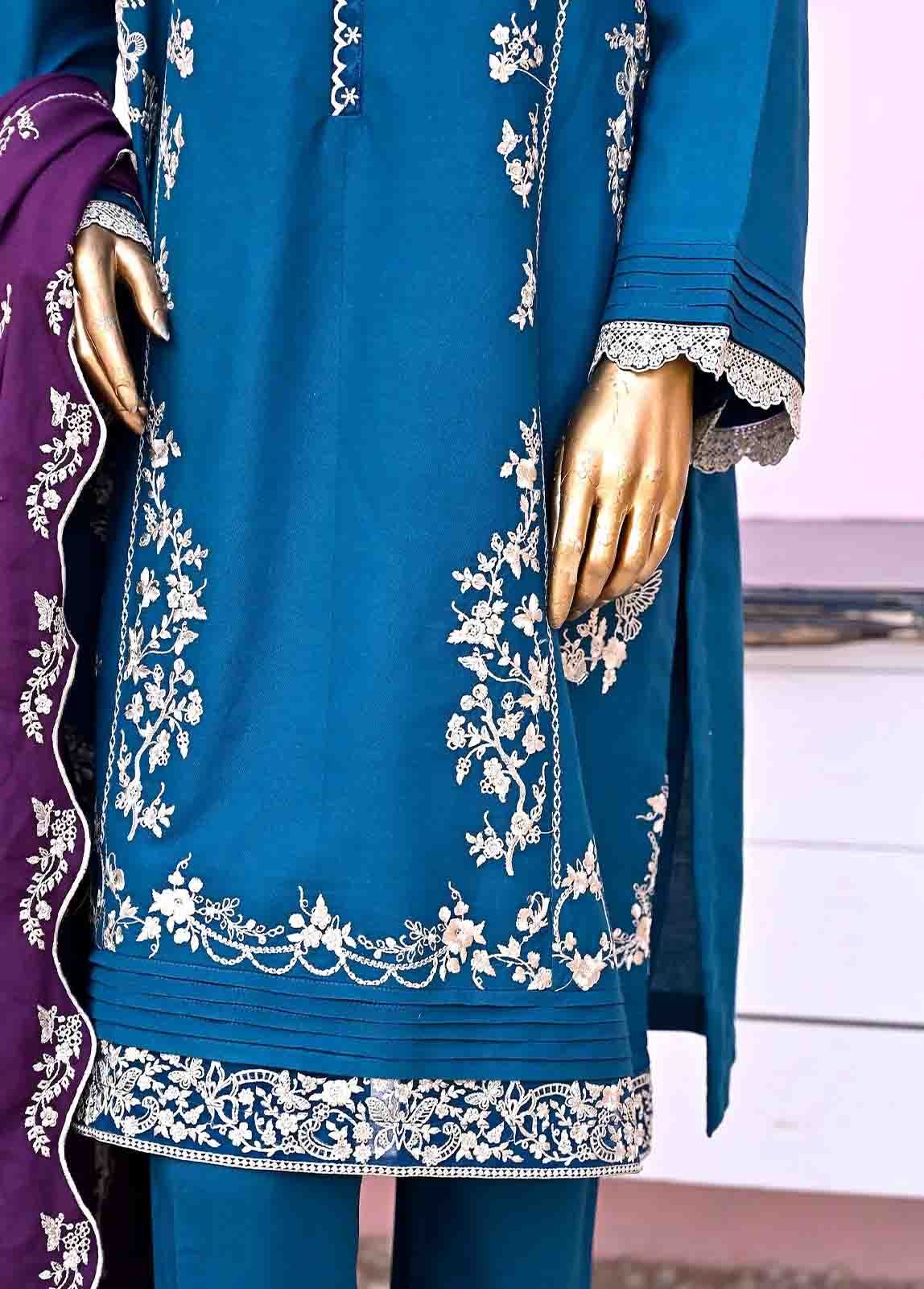 Bin Saeed Fabric - SMB-081-3 Piece Linen Embroidered collection