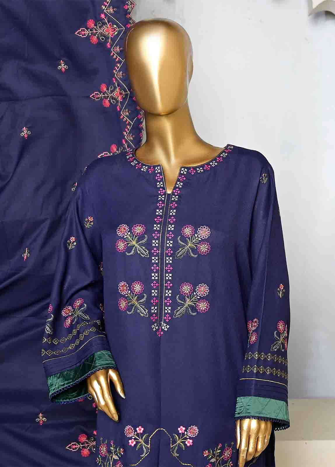 Bin Saeed Fabric - SMB-082-3 Piece Linen Embroidered collection