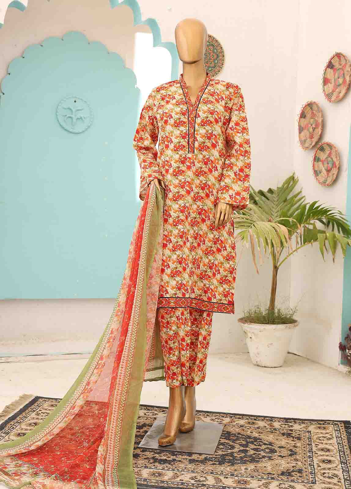 Bin Saeed Fabric - SMCD-0111- 3 Piece Printed Stitched Suit