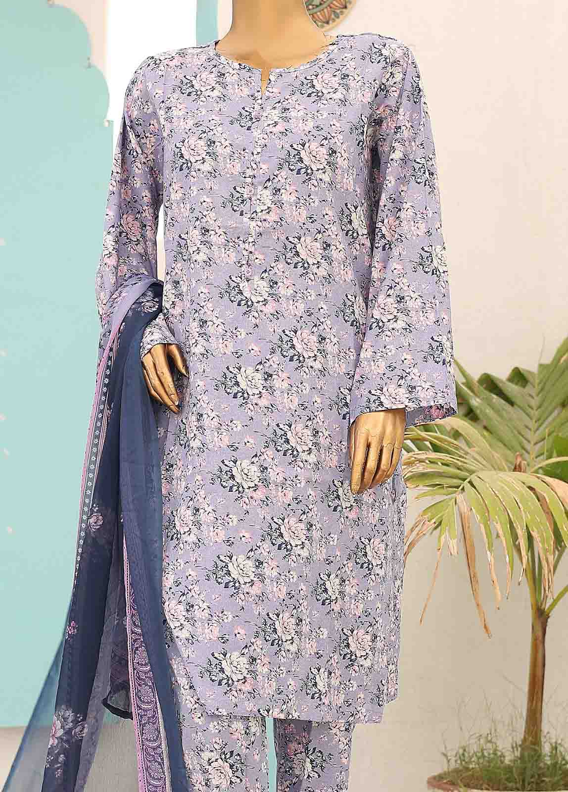 Bin Saeed Fabric - SMCD-0117- 3 Piece Printed Stitched Suit