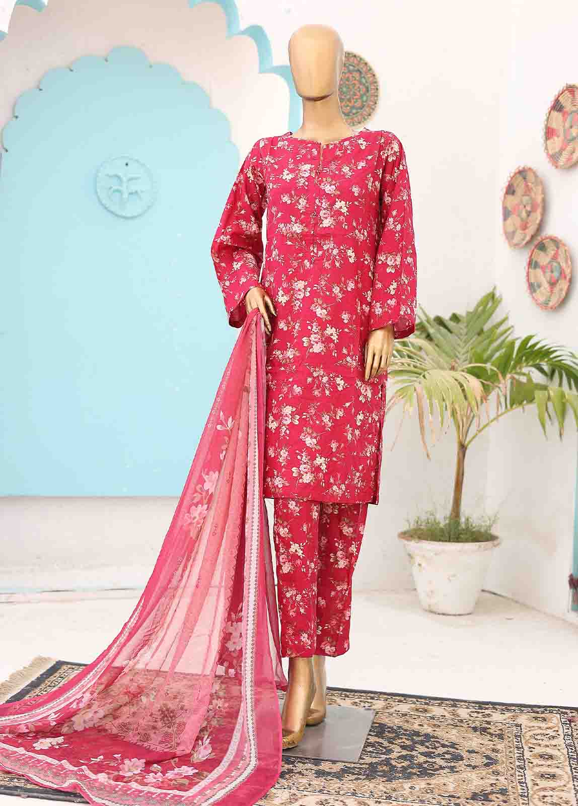 Bin Saeed Fabric - SMCD-0119- 3 Piece Printed Stitched Suit