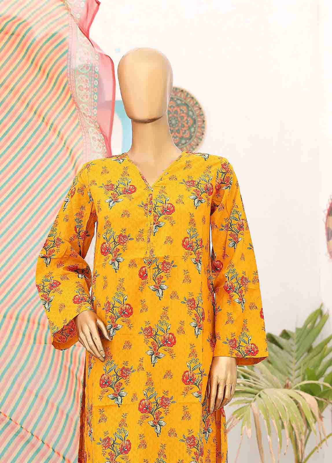 Bin Saeed Fabric - SMCD-0120- 3 Piece Printed Stitched Suit