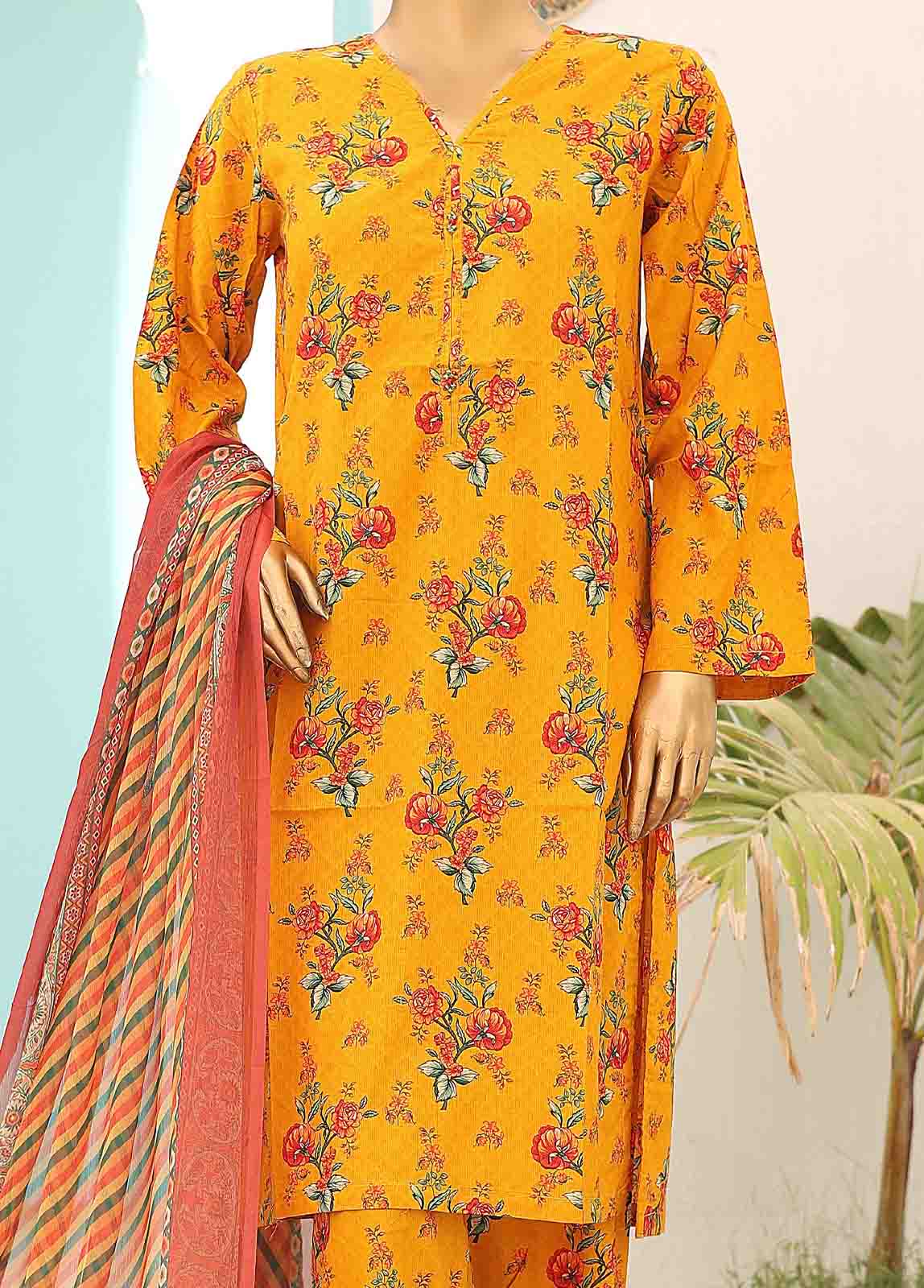Bin Saeed Fabric - SMCD-0120- 3 Piece Printed Stitched Suit