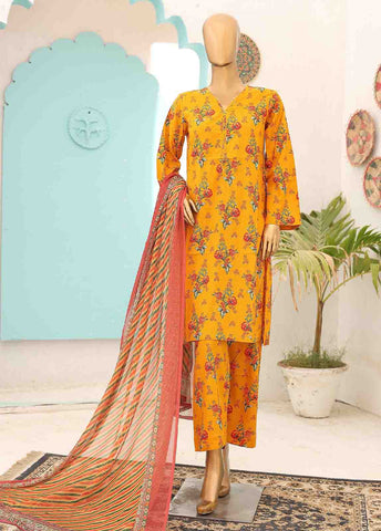 Bin Saeed Fabric - SMCD-0120- 3 Piece Printed Stitched Suit