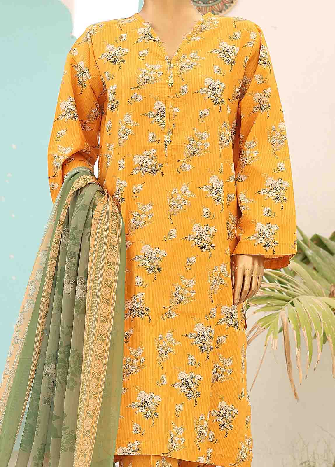 Bin Saeed Fabric - SMCD-0122- 3 Piece Printed Stitched Suit