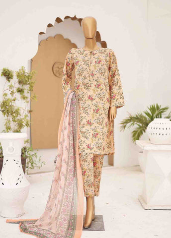 Bin Saeed Fabric - SMCD-077- 3 Piece Printed Cotton Suit