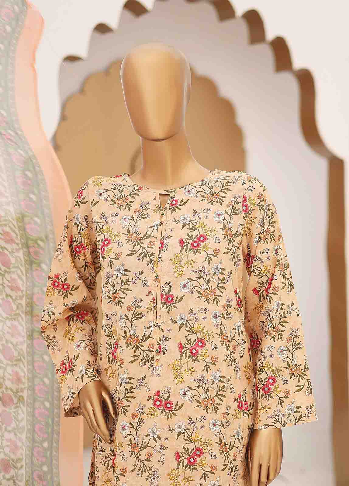 Bin Saeed Fabric - SMCD-077- 3 Piece Printed Cotton Suit