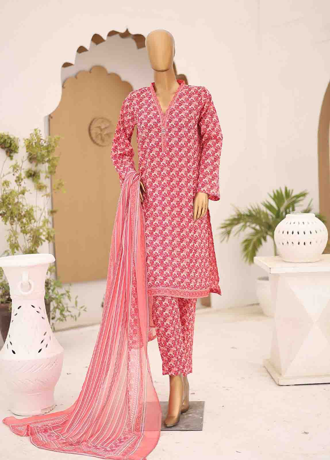 Bin Saeed Fabric - SMCD-078- 3 Piece Printed Cotton Suit