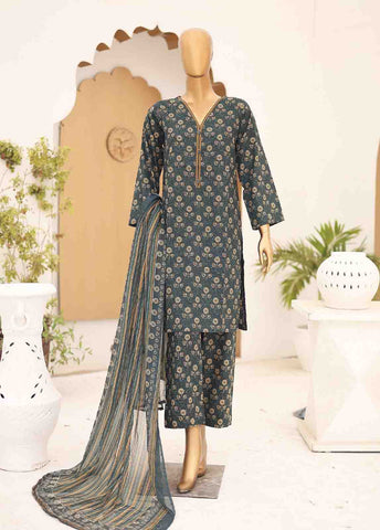 Bin Saeed Fabric - SMCD-079- 3 Piece Printed Cotton Suit