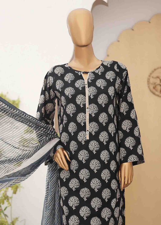 SMCD-080- 3 Piece Printed Cotton Suit