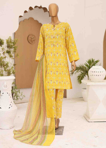 Bin Saeed Fabric - SMCD-082- 3 Piece Printed Cotton Suit