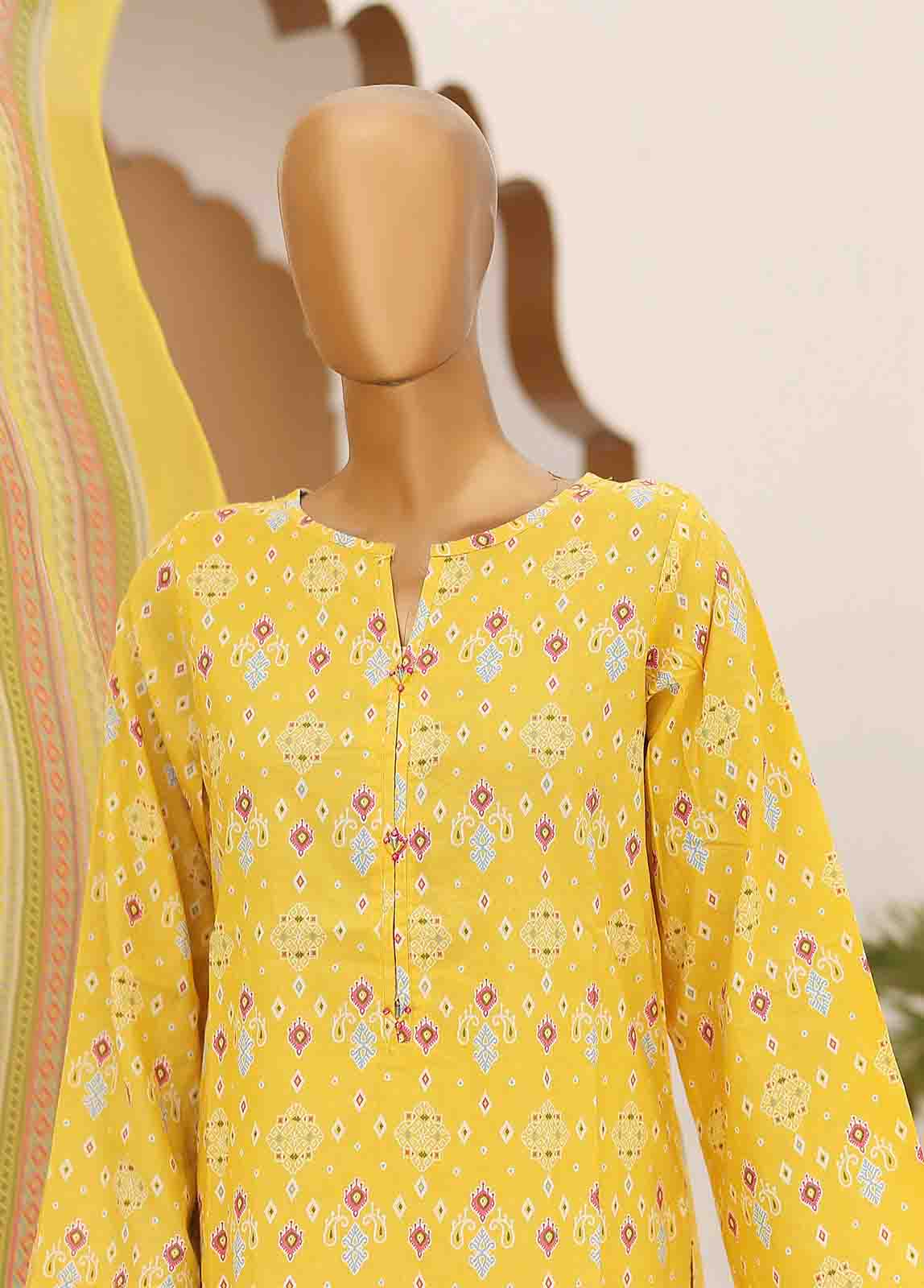 Bin Saeed Fabric - SMCD-082- 3 Piece Printed Cotton Suit