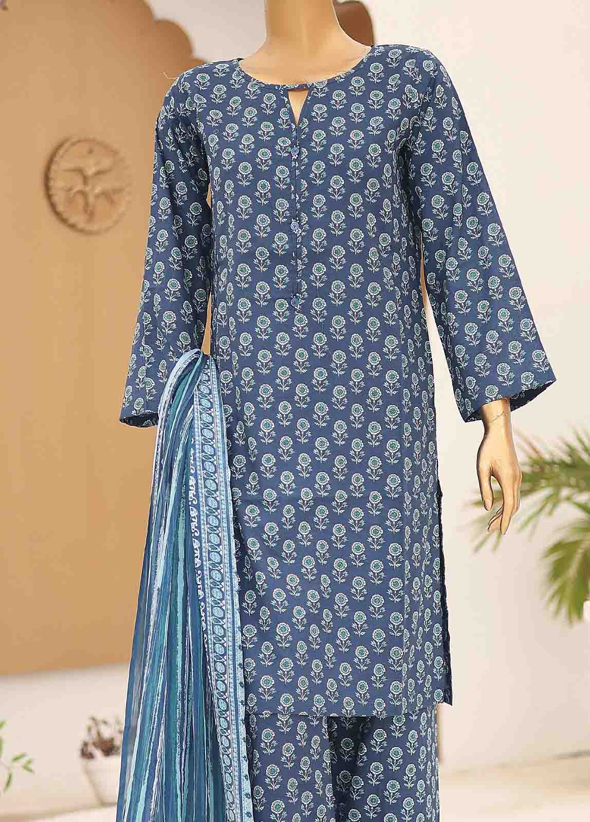 Bin Saeed Fabric - SMCD-083- 3 Piece Printed Suit