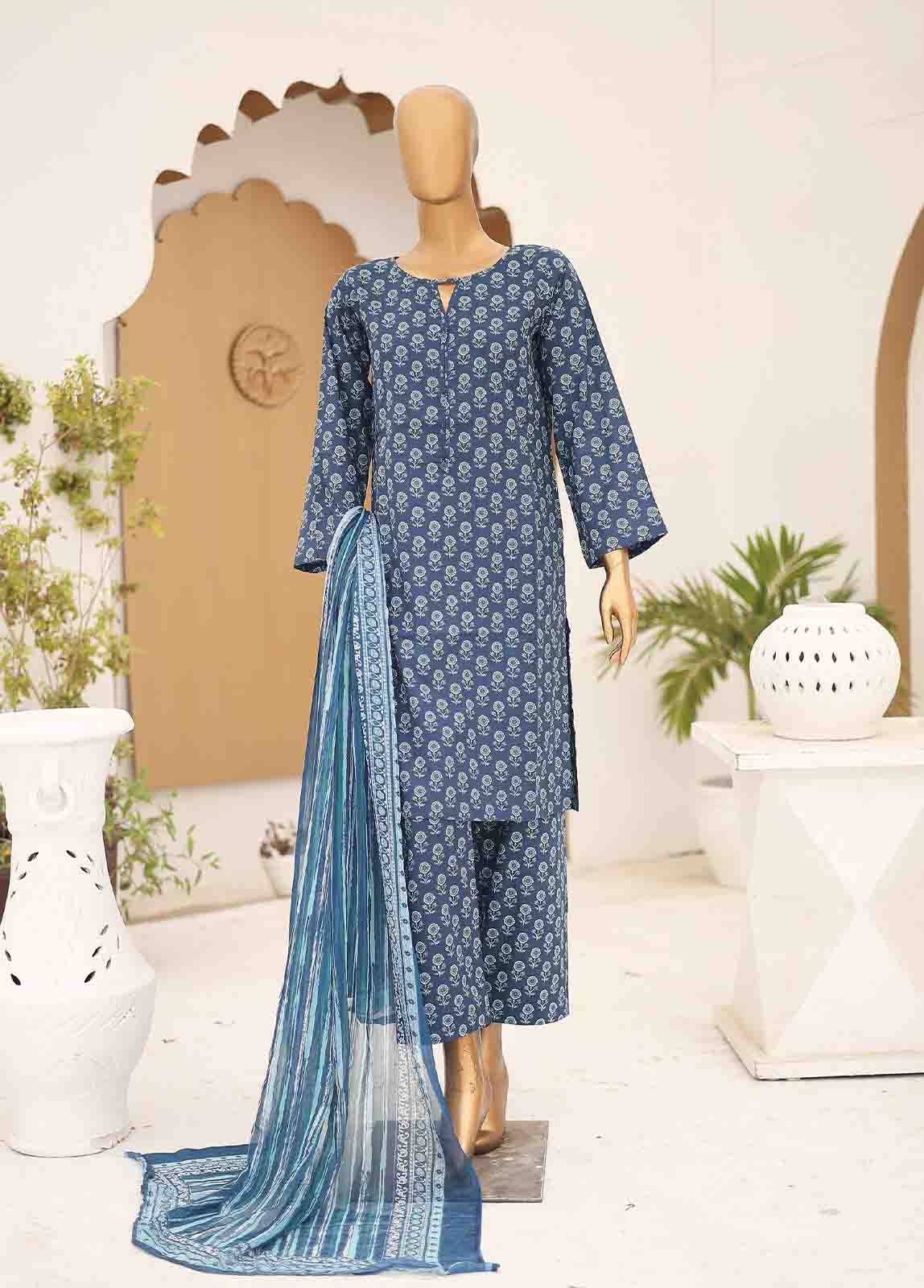 Bin Saeed Fabric - SMCD-083- 3 Piece Printed Suit