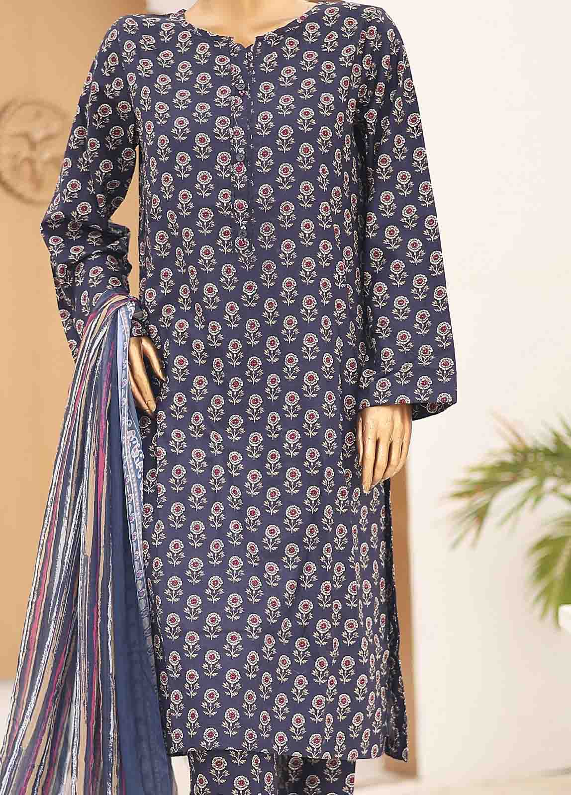 Bin Saeed Fabric - SMCD-084- 3 Piece Printed Lawn Suit