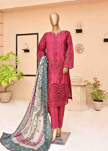 Bin Saeed Fabric - SMCK-0403-3 Piece Cutwork Kari Stitched Suit