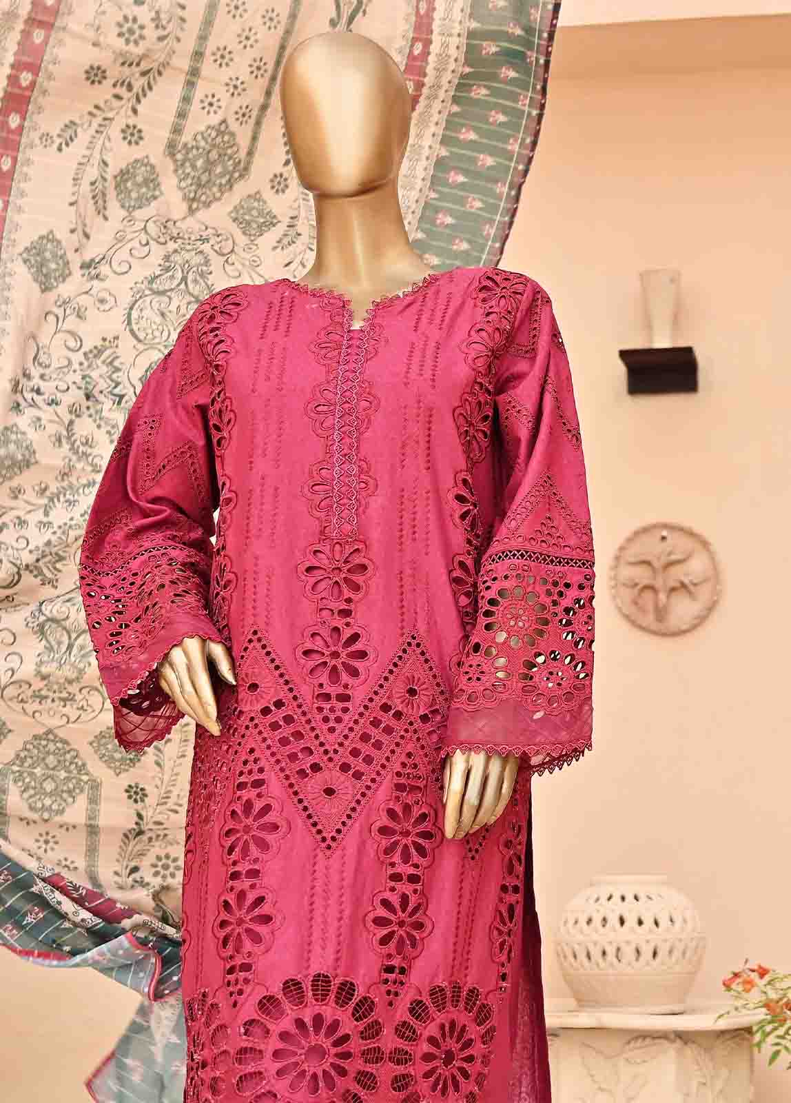 Bin Saeed Fabric - SMCK-0403-3 Piece Cutwork Kari Stitched Suit