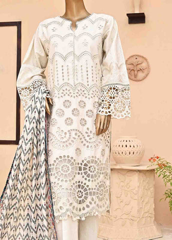 Bin Saeed Fabric - SMCK-0404-3 Piece Cutwork Kari Stitched Suit