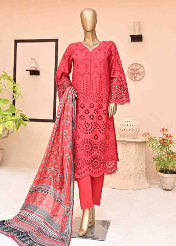 Bin Saeed Fabric - SMCK-0406-3 Piece Cutwork Kari Stitched Suit