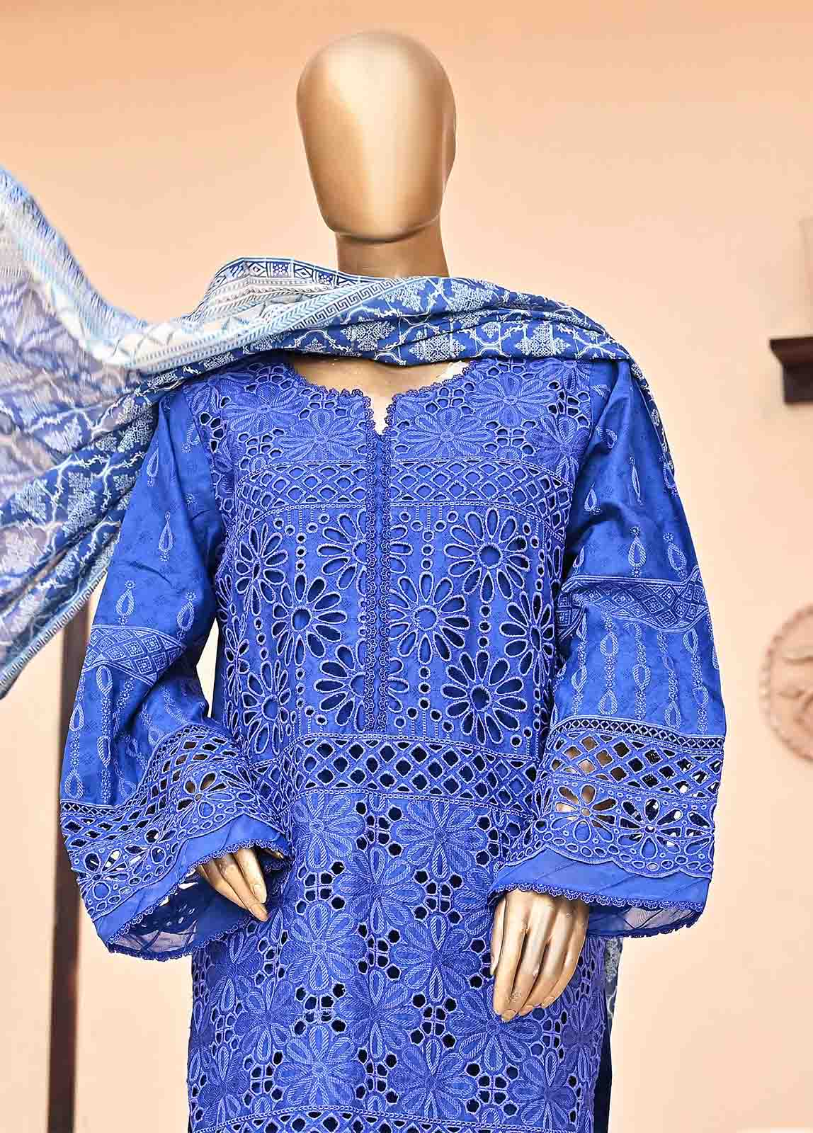 Bin Saeed Fabric - SMCK-0416-3 Piece Cutwork Kari Stitched Suit