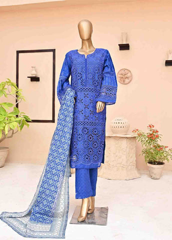 Bin Saeed Fabric - SMCK-0416-3 Piece Cutwork Kari Stitched Suit