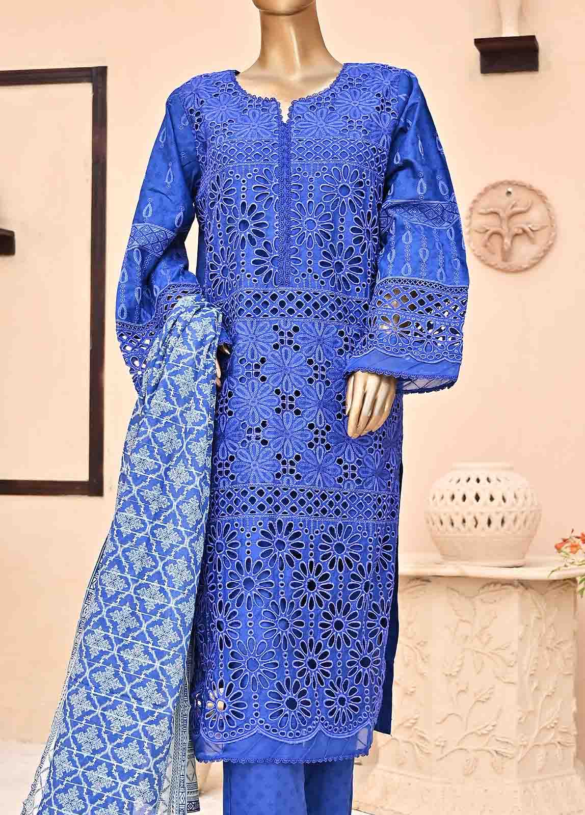 Bin Saeed Fabric - SMCK-0416-3 Piece Cutwork Kari Stitched Suit