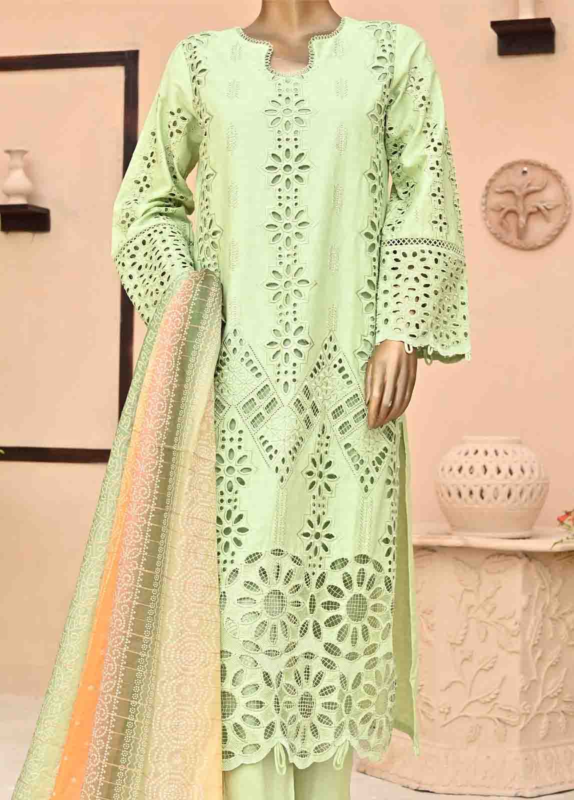 Bin Saeed Fabric - SMCK-0419-3 Piece Cutwork Kari Stitched Suit