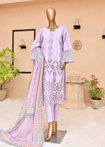 Bin Saeed Fabric - SMCK-0428-3 Piece Cutwork Kari Stitched Suit