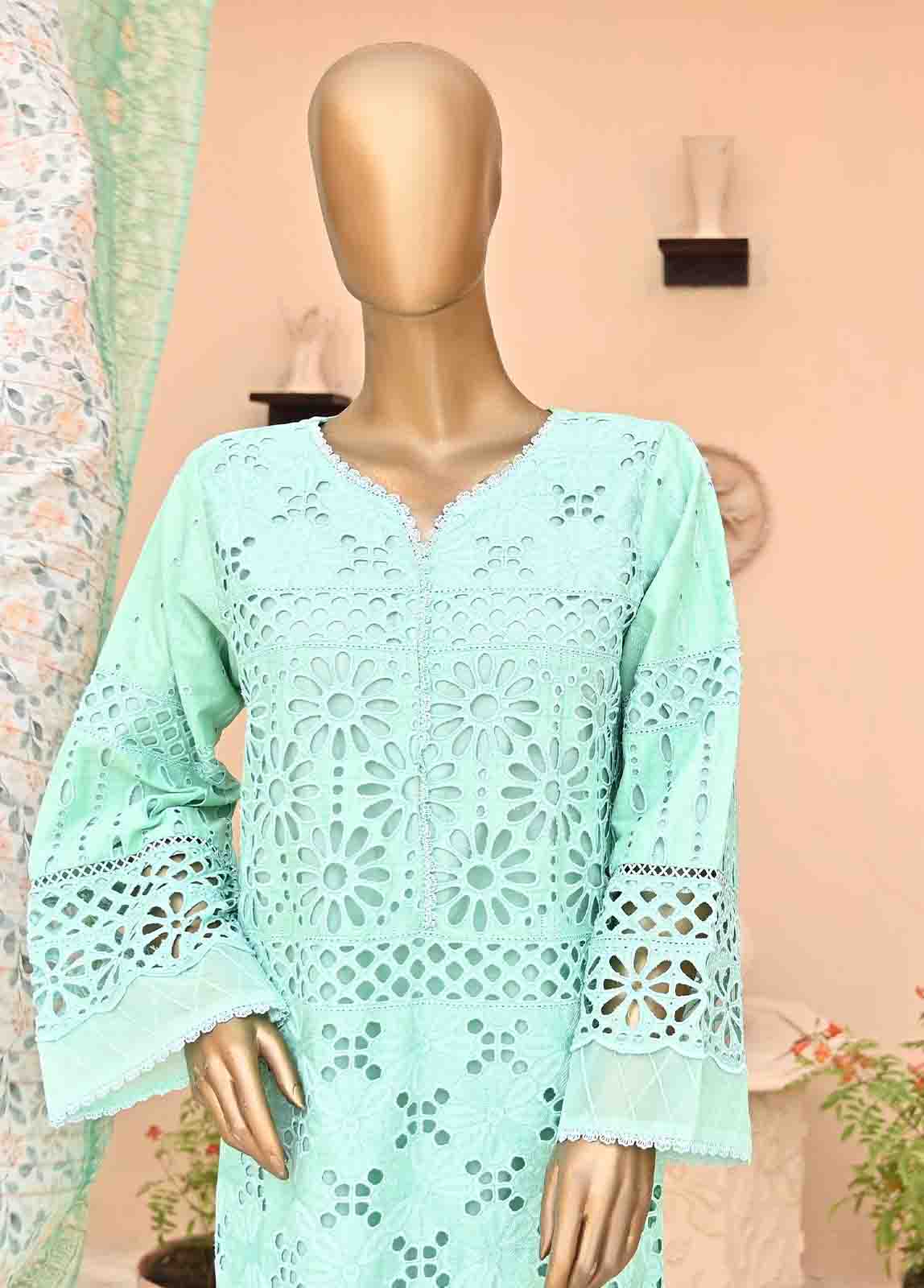 Bin Saeed Fabric - SMCK-0429-3 Piece Cutwork Kari Stitched Suit