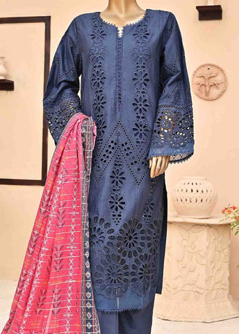 Bin Saeed Fabric - SMCK-0435-3 Piece Cutwork Kari Stitched Suit